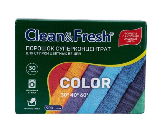 Порошок суперконцентрат для стирки цветного CLEANANDFRESH 900 гр Cl3900c – изображение 4