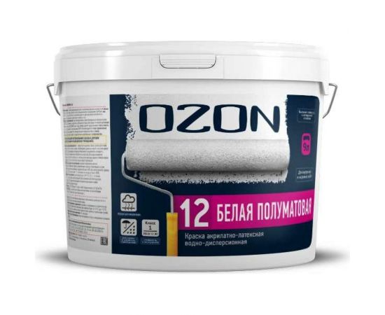Акрилатно-латексная краска OZON ВД-АК 152 А 12 (моющаяся; белая; 9 л; 12 кг) ВД-АК-152А-12 