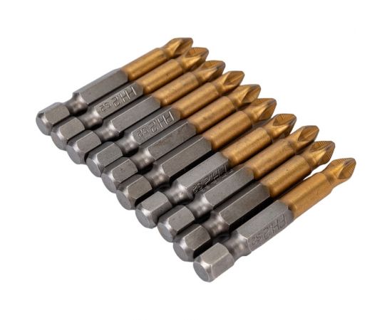 Бита магнитная Philips (10 шт; 50 мм; Ph2; 1/4; titan) МастерАлмаз 10501016 