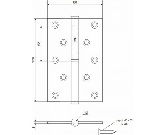 Петля PALIDORE 120х80х3 AB RIGHT, бронза 98761214 – изображение 2