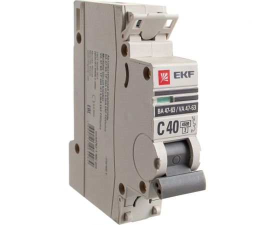 Автоматический однополюсный выключатель EKF 40А С ВА47-63 4.5кА PROxima 5748768 – изображение 4