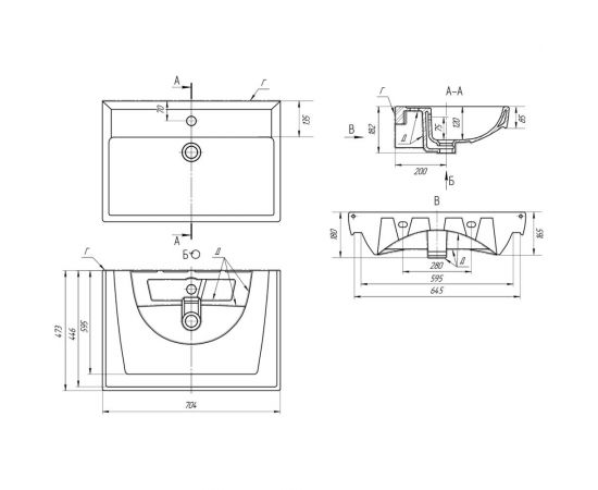 Умывальник мебельный Dreja Дрея Q 70 191645 – изображение 4
