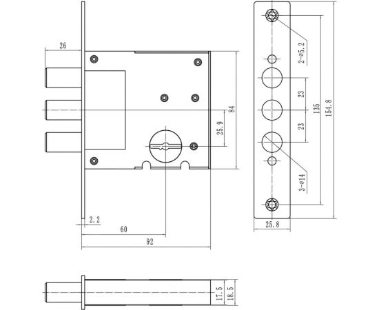 Корпус сувальдного замка Doorlock DL8257K/Z/60 мм, 5 ключей 75328 – изображение 5