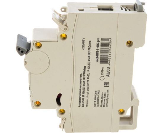 Автоматический однополюсный выключатель EKF 40А С ВА47-63 4.5кА PROxima 5748768 – изображение 2