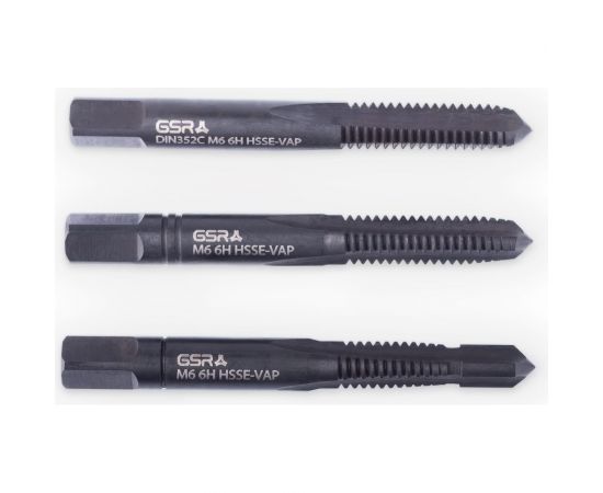Ручные метчики GSR M6х1 HSSE-VAP DIN352 6H набор для нержавеющих сталей с поводковой цапфой 3 шт B00813190 – изображение 6