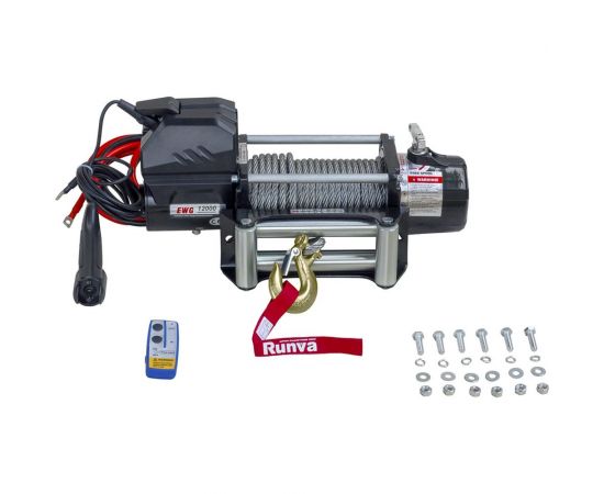 Автомобильная электрическая лебёдка RUNVA 12V Magnum 12000 lbs 5443 кг стальной трос EWD12000F 