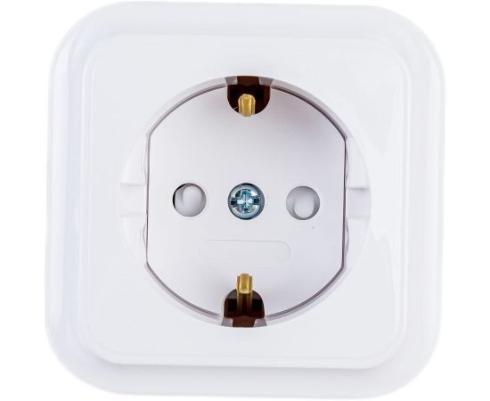 Розетка Bylectrica 1-местная ОУ с заз.конт. со шторкой, серия ПРАЛЕСКА, белый, РА16-280 