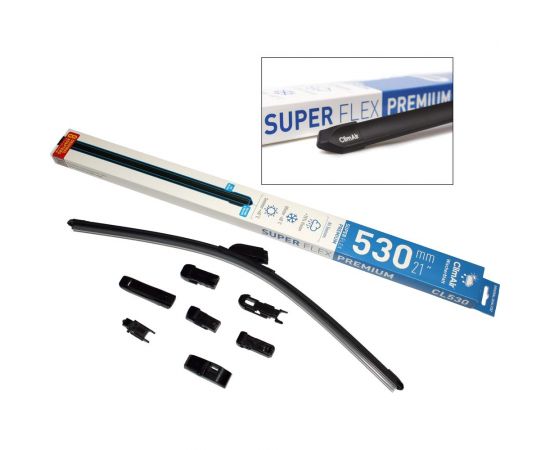 Щетка стеклоочистителя всесезонная бескаркасная SUPER FLEX PREMIUM 21""/530 мм, 8 адаптеров в комплекте Climair CL530 – изображение 3