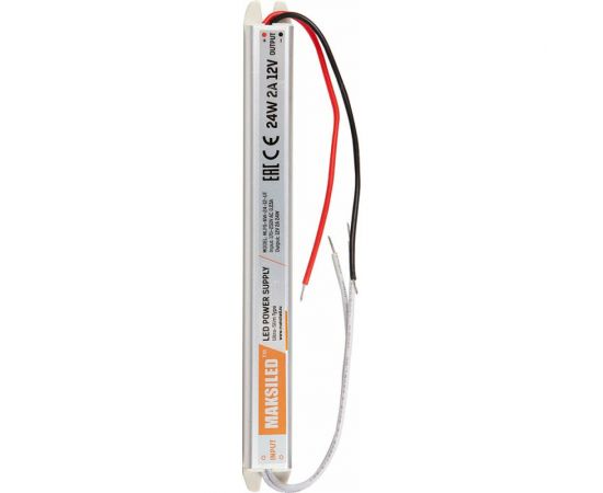 Блок питания MAKSILED 12В, 24Вт, IP20, 2A, 176x18x18мм, металл MLPS-NW-24-12-UT – изображение 5