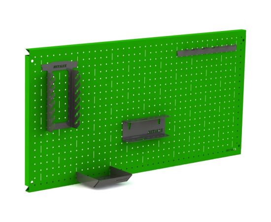 Металлическая перфопанель ООО Металекс Metalex 600x1400 зелёная с комплектом аксессуаров PRZA60140 – изображение 2
