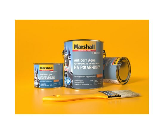 Эмаль MARSHALL ANTICORR AQUA антикоррозийная акриловая, полуглянцевая, баз BW, 2 л 5255646 – изображение 2