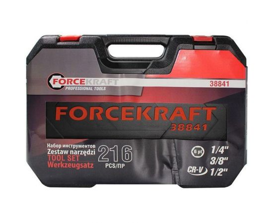 Набор инструментов FORCEKRAFT 216 пр. 1/4, 3/8, 1/2 6гр., 4-32 мм 50468 FK-38841New – изображение 2