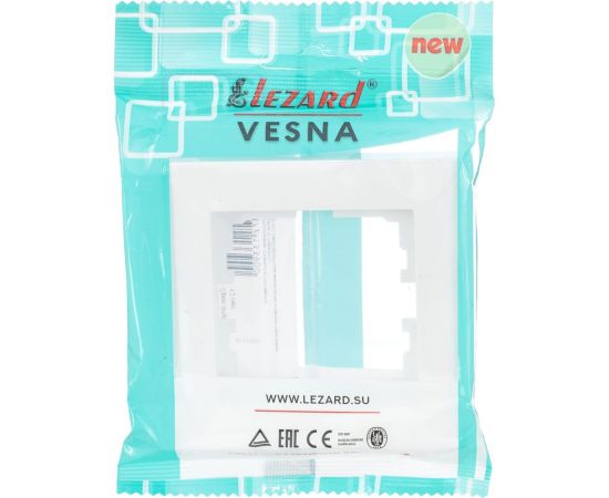 1-ая горизонтальная рамка Lezard VESNA без вставки, белая 742-0200-146 – изображение 2