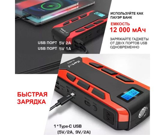 Многофункциональное пуско-зарядное устройство для автомобиля iCarTool IC-JSD12 – изображение 5