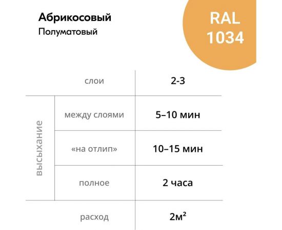 Аэрозольная краска в баллончике KUDO быстросохнущая акриловая универсальная полуматовая SATIN RAL 1034 абрикосовая KU-0A1034 – изображение 6