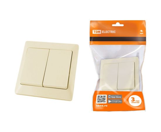 Выключатель TDM Ильмень 2 кл. 10А слоновая кость SQ1823-0102 