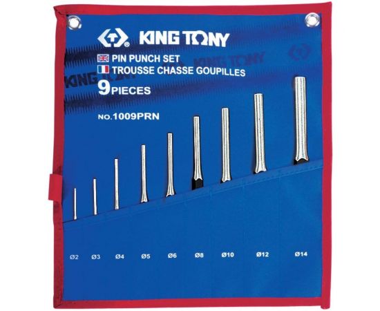 Набор выколоток в чехле из теторона (9 предметов) KING TONY 1009PRN 