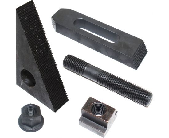 Набор клиновых ступенчатых прижимов (5 предметов, паз 21.7 мм, М20x2.5х150 мм, YT-6017) CNIC 56174 