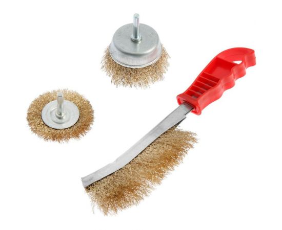Набор щеток металлических (плоская 65 мм; чашка 50 мм; щетка однорядная) для дрели ТУНДРА 1032393 