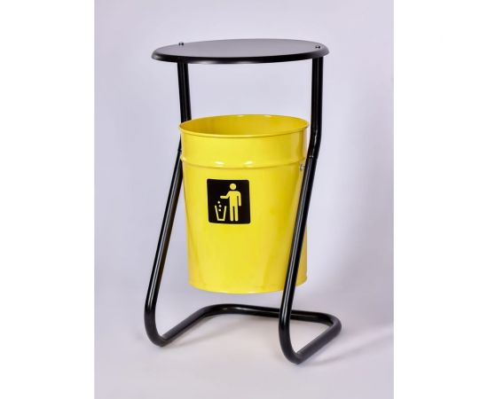 Уличная урна ПРОФМЕТСТИЛЬ металл, желтая, с крышкой Арт 501 