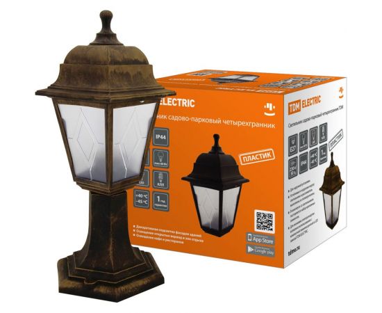 Садово-парковый светильник TDM НТУ 04-60-001 четырехгранный, стойка, бронза SQ0330-0775 
