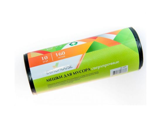 Мешки для мусора сверхпрочные (10 шт; 160 л; 45 мкм; 80х120 см; ПВД) EUROHOUSE 9084 