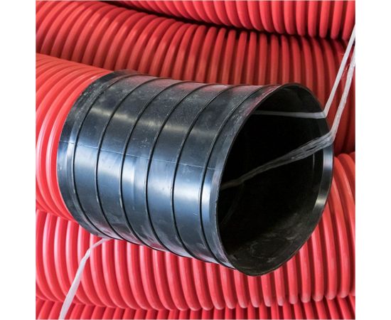 Гофрированная двустенная труба EKF ПНД, d160, с зондом, красная, PROxima tg2st-160-50m – изображение 3