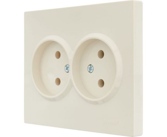 Двойная розетка Lezard VESNA без заземления, ПБТ, крем 742-0300-128B – изображение 5