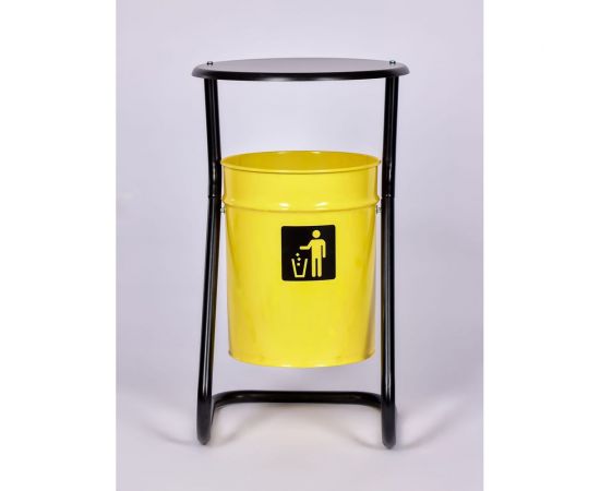 Уличная урна ПРОФМЕТСТИЛЬ металл, желтая, с крышкой Арт 501 – изображение 3