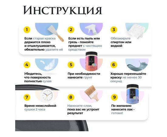 Краска для мебели и декора ATURI Design Меловой бархат mia черный бархат, 0.83 кг T1-00010850 – изображение 3