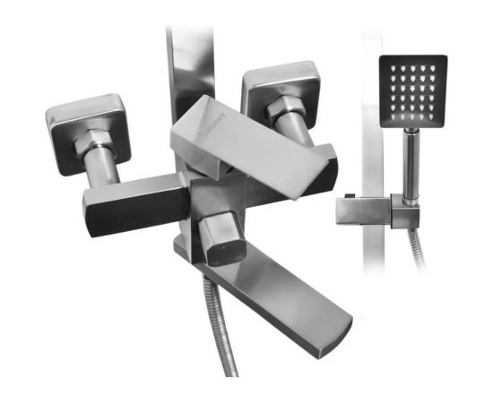 Душевая стойка со смесителем, квадратным тропическим душем и лейкой WISENT W3506А – изображение 6