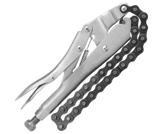 Цепные зажимные клещи DELI dl20018 с фиксатором, 230мм, длина цепи 450мм, регулировочный винт 112000 