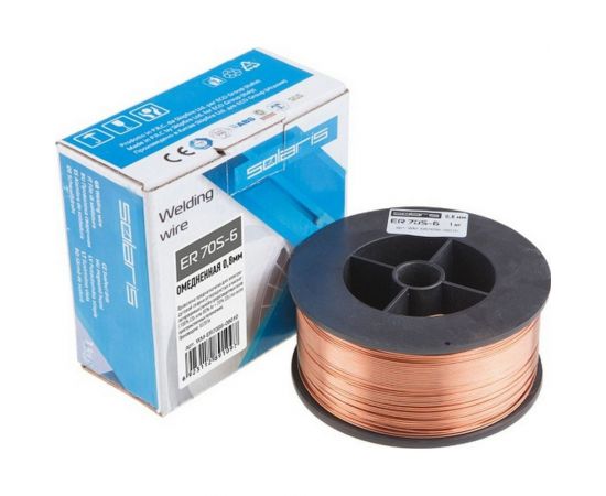 Проволока сварочная ER 70S-6 0.8 мм, омедненная, 1 кг SOLARIS WM-ER70S6-08010 