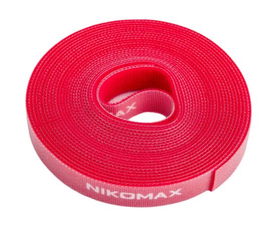 Стяжка-липучка NIKOMAX нарезаемая, в рулоне 5 м, ширина 15 мм, красная NMC-CTV05M-15-RL-RD 