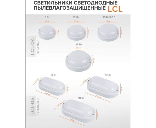 Светодиодный светильник Wolta, c микроволновым датчиком 12Вт круг 4000K IP65 960лм LCL04-12W-R21-4K-SM – изображение 8
