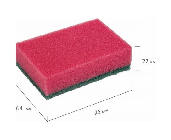 Бытовые губки ОФИСМАГ Maxi, 27x96x64 мм, комплект 10 шт, поролон/абразив, для посуды/уборки К0012, 601553 – изображение 9