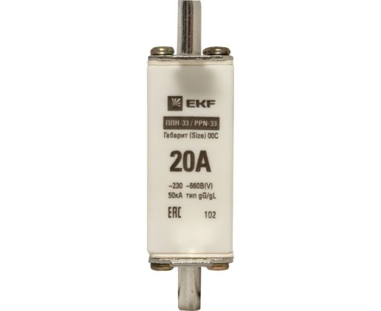 Плавкая вставка EKF ППН-33 100/20А габарит 00С fus-33/100/20 – изображение 5