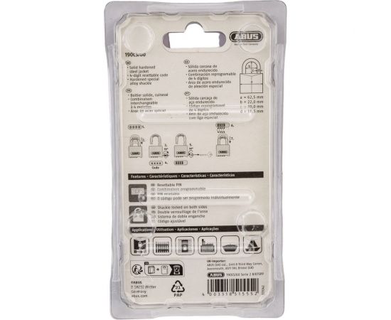 Усиленный навесной кодовый замок ABUS 190CS/60 Series 2, четырехзначный, с защитой дужки B/EFSPP 64582 – изображение 4