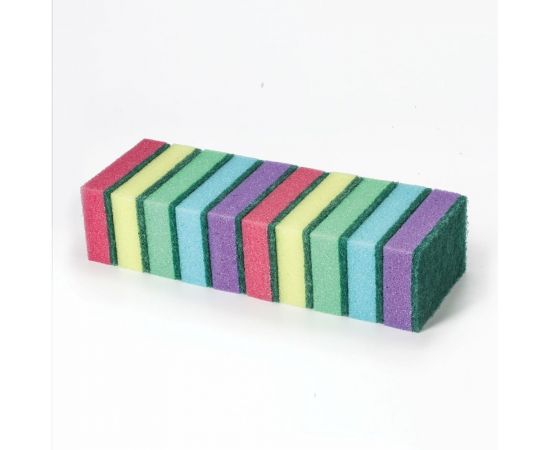 Бытовые губки ОФИСМАГ Maxi, 27x96x64 мм, комплект 10 шт, поролон/абразив, для посуды/уборки К0012, 601553 – изображение 8