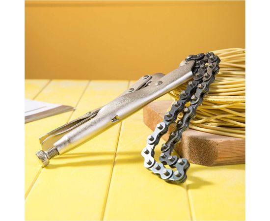 Цепные зажимные клещи DELI dl20018 с фиксатором, 230мм, длина цепи 450мм, регулировочный винт 112000 – изображение 4