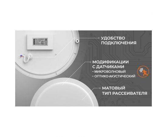 Светодиодный светильник Wolta, c микроволновым датчиком 12Вт круг 4000K IP65 960лм LCL04-12W-R21-4K-SM – изображение 12