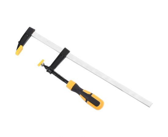 Столярная F-образная струбцина DELI dl110830 300x80 мм, максимальное усилие зажима 1500 Н, резьба 9,5 мм, штанга 3,5 мм 112038 – изображение 3