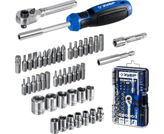 Компакт-47 набор: отвертка-битодержатель с насадками 47 шт ЗУБР 25283-H47_z01 