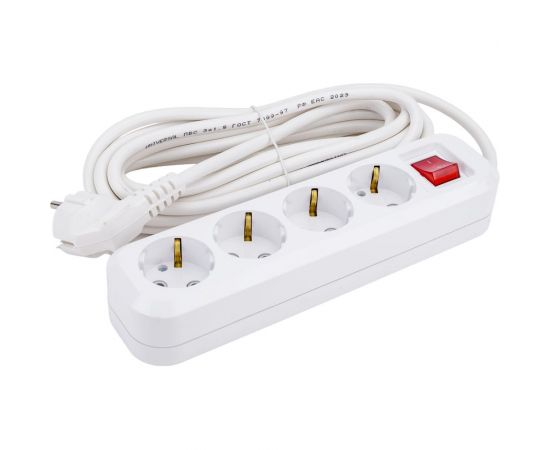 Удлинитель UNIVersal s-304а пвс 3/1,5 4гн. с заземлением, с выключателем, длина 5м (еврослот) 1735 