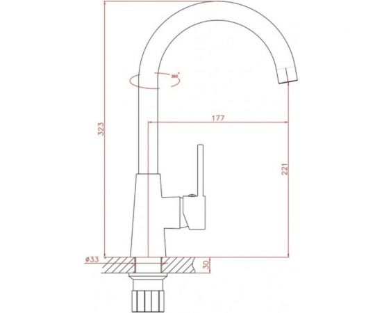 Смеситель для кухонной мойки Haiba латунь, поворотный, с высоким изливом, хром HB70074 – изображение 2