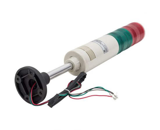 Светосигнальная колонна INNOCONT d=56мм, светодиод, стойка 70мм, основание d=70мм, постоянное свечение, зуммер, цвет: красный, зеленый, 24VDC, IP50, кабель 0,5м TL56B-024-RG – изображение 4