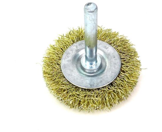 Щетка для дрели дисковая 50x8 мм, с хв-м 6 мм, гофрированная латунированная сталь 0.30 мм 13-176 EuroBrush EB-D50BS – изображение 4