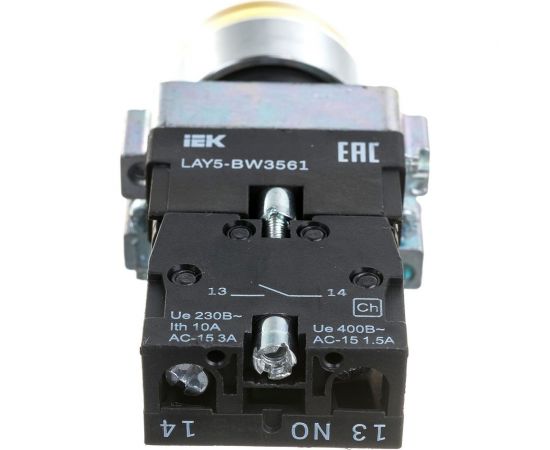 Кнопка управления IEK LAY5-BW3561 с подсветкой, желтый, 1з, ИЭК BBT50-BW-K05 – изображение 2