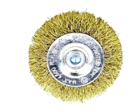 Щетка для дрели дисковая 50x8 мм, с хв-м 6 мм, гофрированная латунированная сталь 0.30 мм 13-176 EuroBrush EB-D50BS – изображение 3