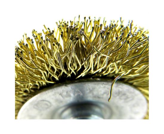 Щетка для дрели дисковая 50x8 мм, с хв-м 6 мм, гофрированная латунированная сталь 0.30 мм 13-176 EuroBrush EB-D50BS – изображение 2